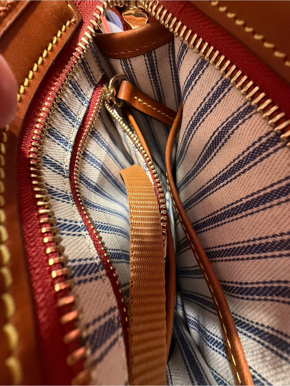 Dooney & Bourke Khaki and Tan Leather-Trim Messenger - Picture 6 of 16